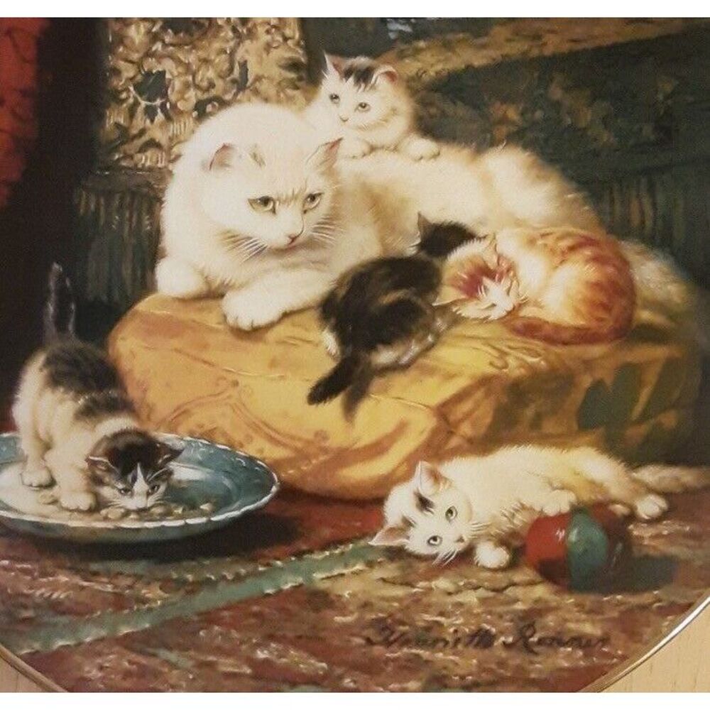 W.S. George Plate No. 12827A "Daydreams" Collector Plate Victorian Cat - Picture 3 of 7